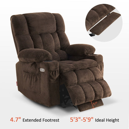 Fauteuil inclinable électrique à double moteur MCombo, grand format, avec massage et chauffage, pour personnes âgées de grande taille, tissu 7896