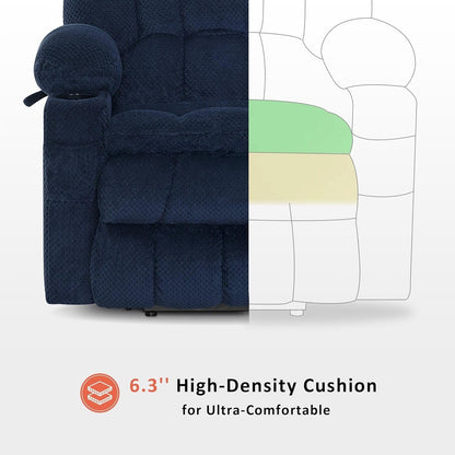 Fauteuil inclinable électrique à double moteur MCombo, grand format, avec massage et chauffage, pour personnes âgées de grande taille, tissu 7896