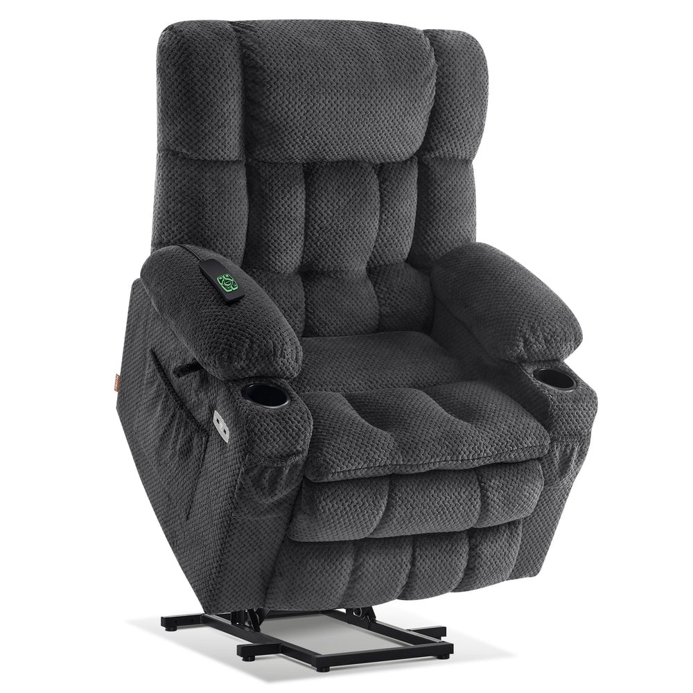 Fauteuil inclinable électrique à double moteur MCombo, grand format, avec massage et chauffage, pour personnes âgées de grande taille, tissu 7896
