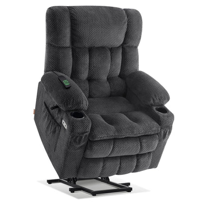 Fauteuil inclinable électrique à double moteur MCombo, grand format, avec massage et chauffage, pour personnes âgées de grande taille, tissu 7896