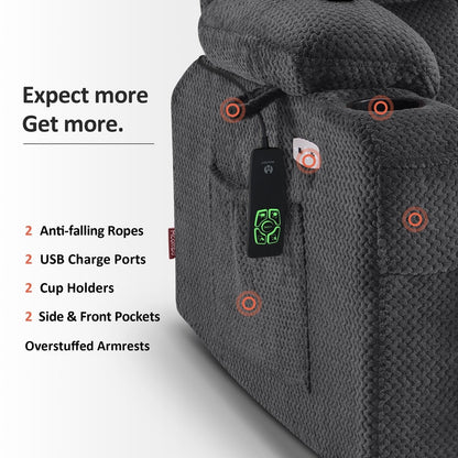 Fauteuil inclinable électrique à double moteur MCombo, grand format, avec massage et chauffage, pour personnes âgées de grande taille, tissu 7896