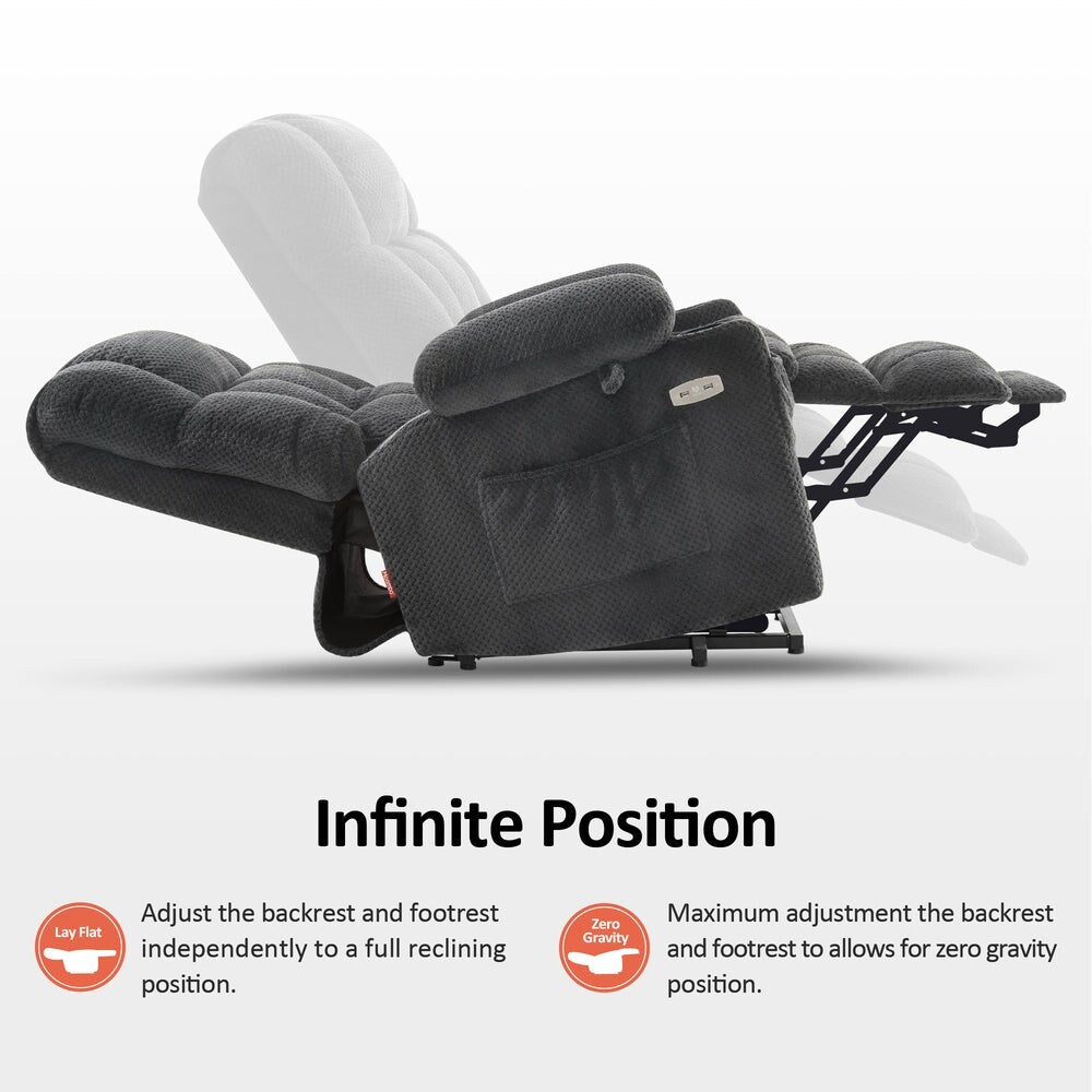 Fauteuil inclinable électrique à double moteur MCombo, grand format, avec massage et chauffage, pour personnes âgées de grande taille, tissu 7896