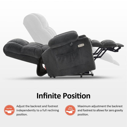 Fauteuil inclinable électrique à double moteur MCombo, grand format, avec massage et chauffage, pour personnes âgées de grande taille, tissu 7896