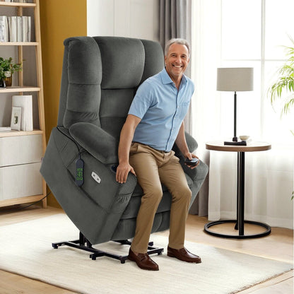 Fauteuil inclinable électrique à double moteur MCombo, grand format, avec massage et double chauffage, pour personnes âgées de grande taille, tissu 7634