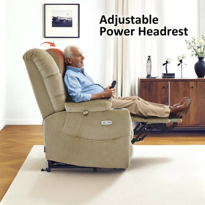 Fauteuil inclinable électrique à double moteur MCombo, grand format, avec massage et double chauffage, pour personnes âgées de grande taille, tissu 7634
