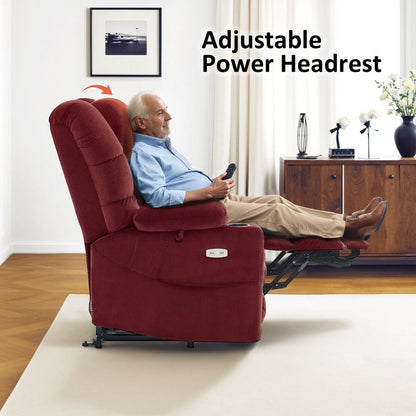 Fauteuil inclinable électrique à double moteur MCombo, grand format, avec massage et double chauffage, pour personnes âgées de grande taille, tissu 7634