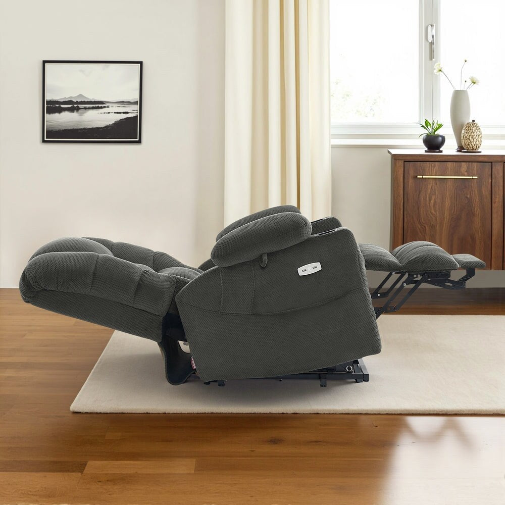 Fauteuil inclinable électrique à double moteur MCombo, grand format, avec massage et double chauffage, pour personnes âgées de grande taille, tissu 7634