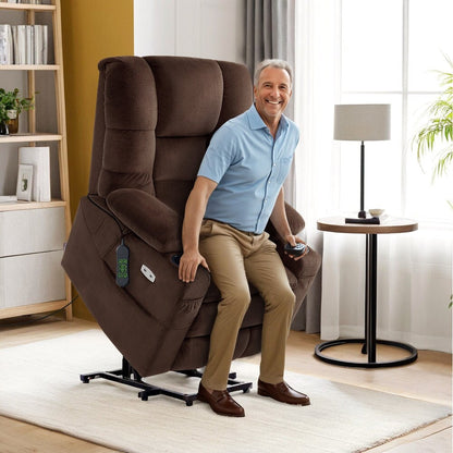 Fauteuil inclinable électrique à double moteur MCombo, grand format, avec massage et double chauffage, pour personnes âgées de grande taille, tissu 7634