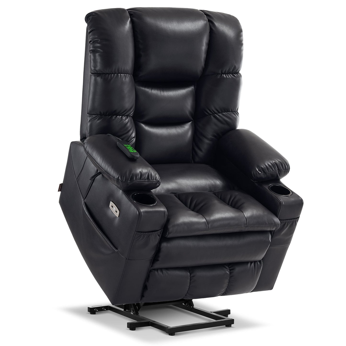 Fauteuil inclinable électrique à double moteur MCombo, grand format, avec massage et double chauffage, pour personnes âgées, similicuir 7634