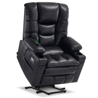 Fauteuil inclinable électrique à double moteur MCombo, grand format, avec massage et double chauffage, pour personnes âgées, similicuir 7634