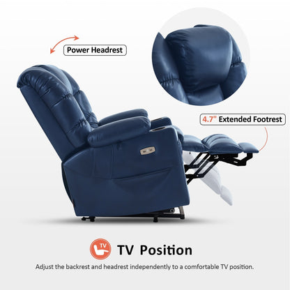 Fauteuil inclinable électrique à double moteur MCombo, grand format, avec massage et double chauffage, pour personnes âgées, similicuir 7634