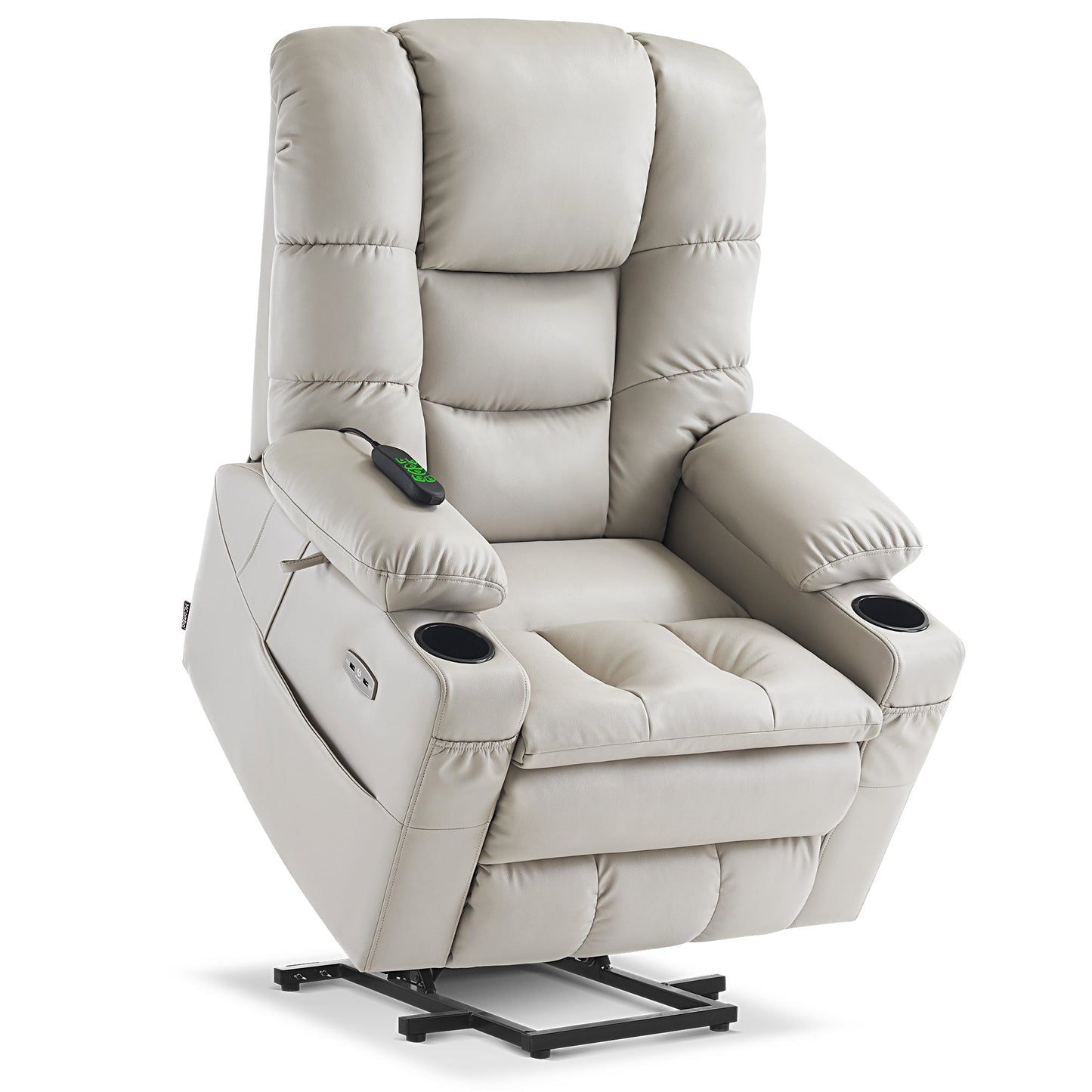 Fauteuil inclinable électrique à double moteur MCombo, grand format, avec massage et double chauffage, pour personnes âgées, similicuir 7634