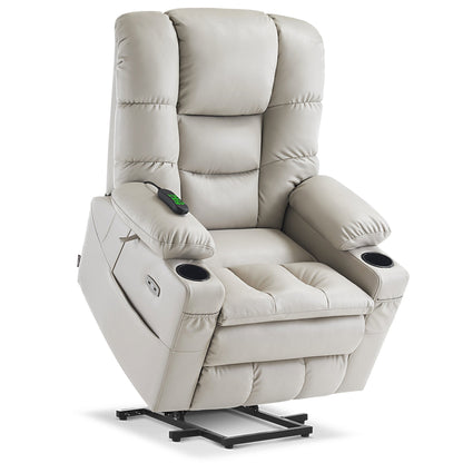 Fauteuil inclinable électrique à double moteur MCombo, grand format, avec massage et double chauffage, pour personnes âgées, similicuir 7634