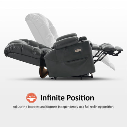 Fauteuil inclinable électrique à double moteur MCombo, grand format, avec massage et double chauffage, pour personnes âgées, similicuir 7634