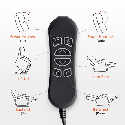Fauteuil inclinable électrique à double moteur MCombo, grand format, avec massage et double chauffage, pour personnes âgées, similicuir 7634