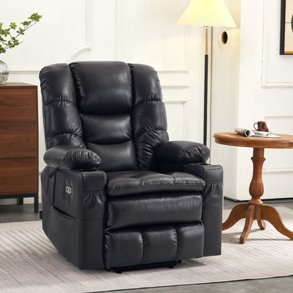 Fauteuil inclinable électrique à double moteur MCombo, grand format, avec massage et double chauffage, pour personnes âgées, similicuir 7634
