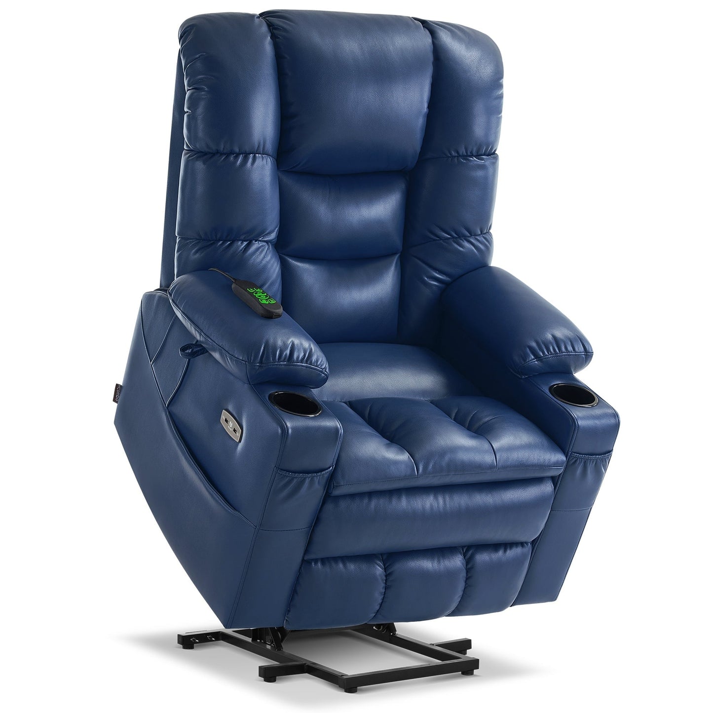 Fauteuil inclinable électrique à double moteur MCombo, grand format, avec massage et double chauffage, pour personnes âgées, similicuir 7634