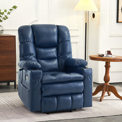Fauteuil inclinable électrique à double moteur MCombo, grand format, avec massage et double chauffage, pour personnes âgées, similicuir 7634