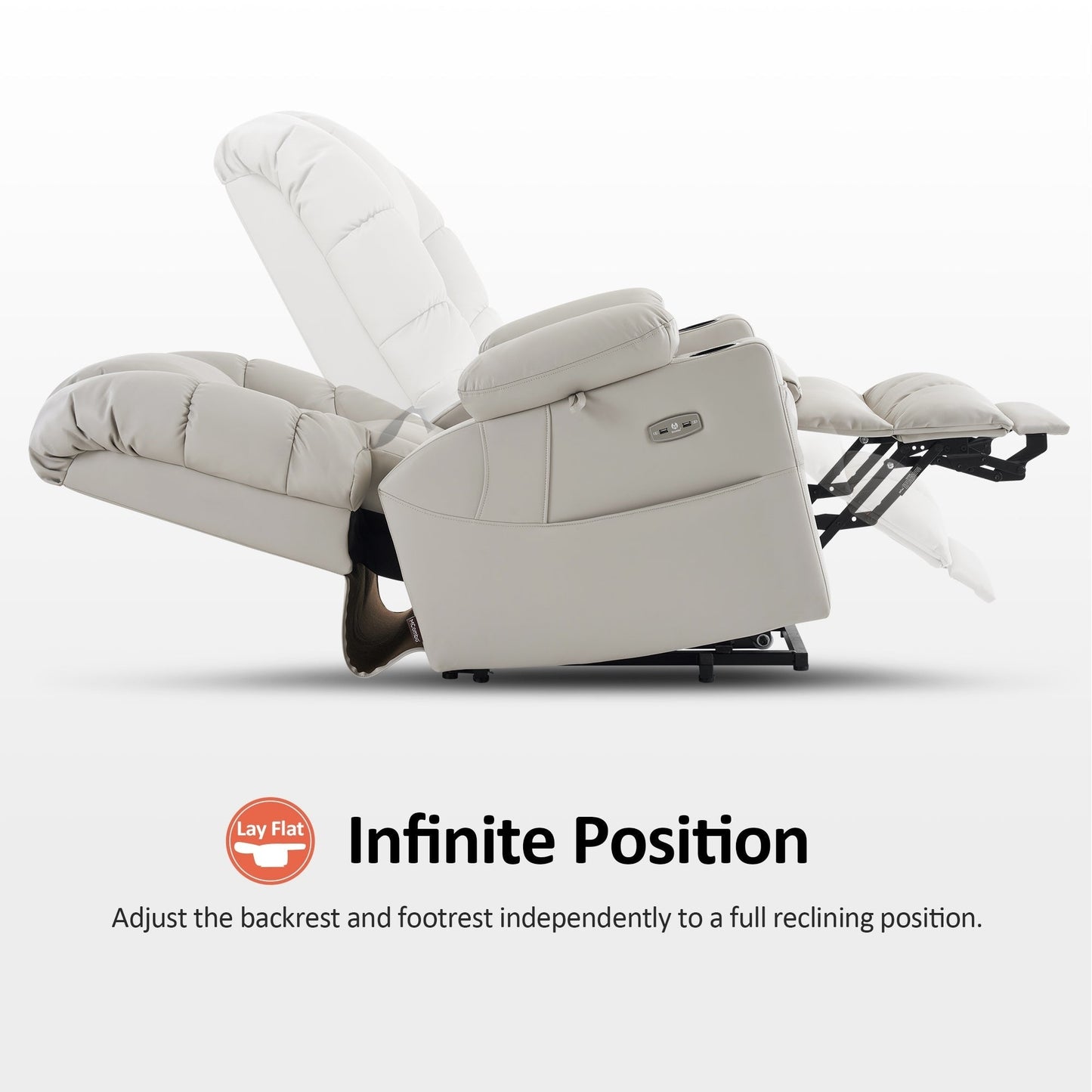 Fauteuil inclinable électrique à double moteur MCombo, grand format, avec massage et double chauffage, pour personnes âgées, similicuir 7634