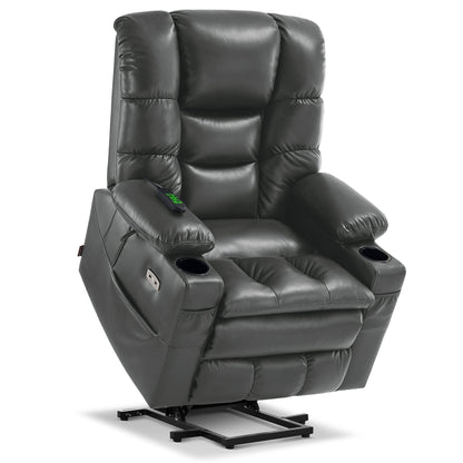 Fauteuil inclinable électrique à double moteur MCombo, grand format, avec massage et double chauffage, pour personnes âgées, similicuir 7634