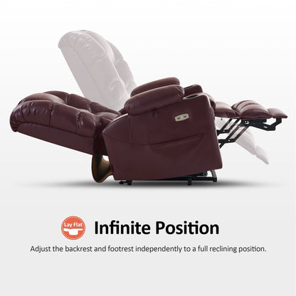 Fauteuil inclinable électrique à double moteur MCombo, grand format, avec massage et double chauffage, pour personnes âgées, similicuir 7634