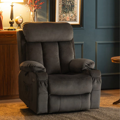 Fauteuil inclinable électrique MCombo grand format avec repose-pieds allongé pour personnes âgées de grande taille, télécommande manuelle, porte-gobelets, tissu 7426