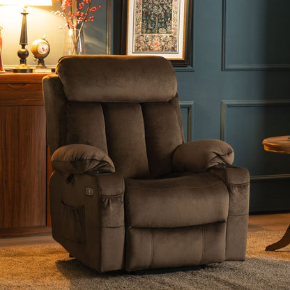 Fauteuil inclinable électrique MCombo grand format avec repose-pieds allongé pour personnes âgées de grande taille, télécommande manuelle, porte-gobelets, tissu 7426