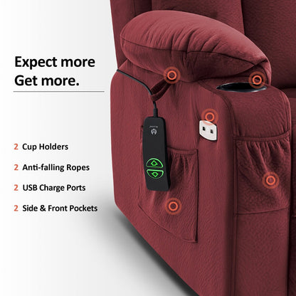 Fauteuil inclinable électrique MCombo grand format avec repose-pieds allongé pour personnes âgées de grande taille, télécommande manuelle, porte-gobelets, tissu 7426