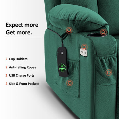 Fauteuil inclinable électrique MCombo grand format avec repose-pieds allongé pour personnes âgées de grande taille, télécommande manuelle, porte-gobelets, tissu 7426