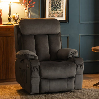 Fauteuil inclinable électrique MCombo grand format avec repose-pieds allongé pour personnes âgées de grande taille, télécommande manuelle, porte-gobelets, tissu 7426