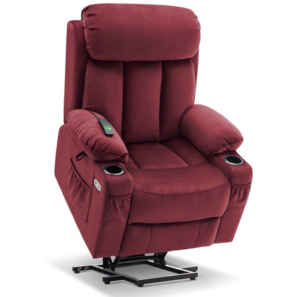 Fauteuil inclinable électrique MCombo grand format avec repose-pieds allongé pour personnes âgées de grande taille, télécommande manuelle, porte-gobelets, tissu 7426
