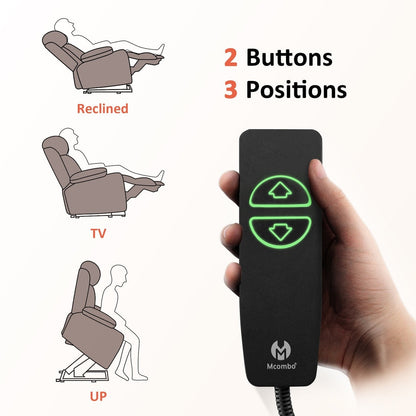 Fauteuil inclinable électrique MCombo grand format avec repose-pieds allongé pour personnes âgées de grande taille, télécommande manuelle, porte-gobelets, tissu 7426