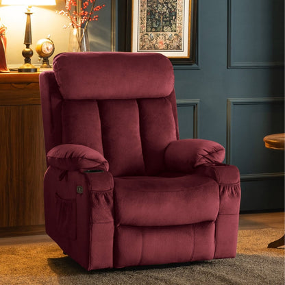 Fauteuil inclinable électrique MCombo grand format avec repose-pieds allongé pour personnes âgées de grande taille, télécommande manuelle, porte-gobelets, tissu 7426