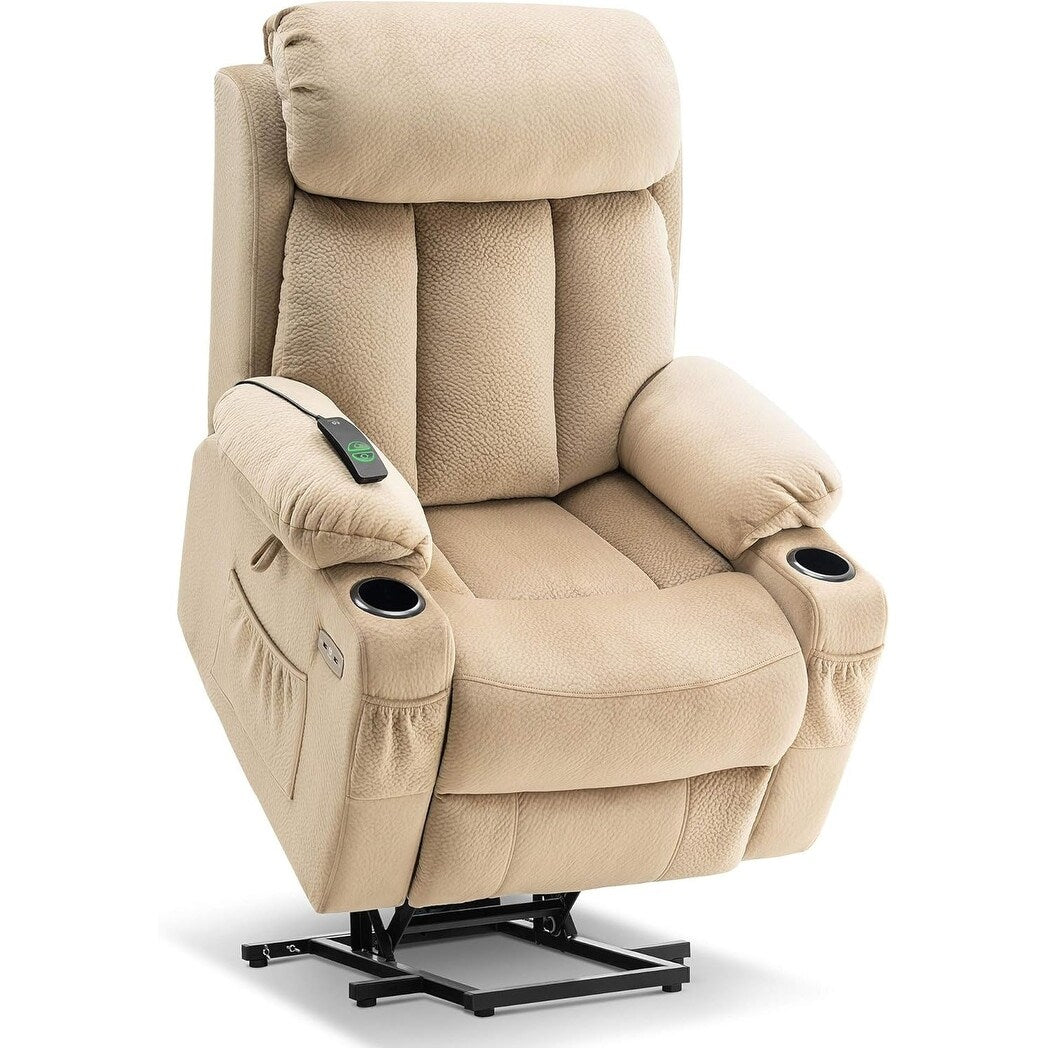 Fauteuil inclinable électrique MCombo grand format avec repose-pieds allongé pour personnes âgées de grande taille, télécommande manuelle, porte-gobelets, tissu 7426