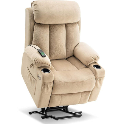 Fauteuil inclinable électrique MCombo grand format avec repose-pieds allongé pour personnes âgées de grande taille, télécommande manuelle, porte-gobelets, tissu 7426