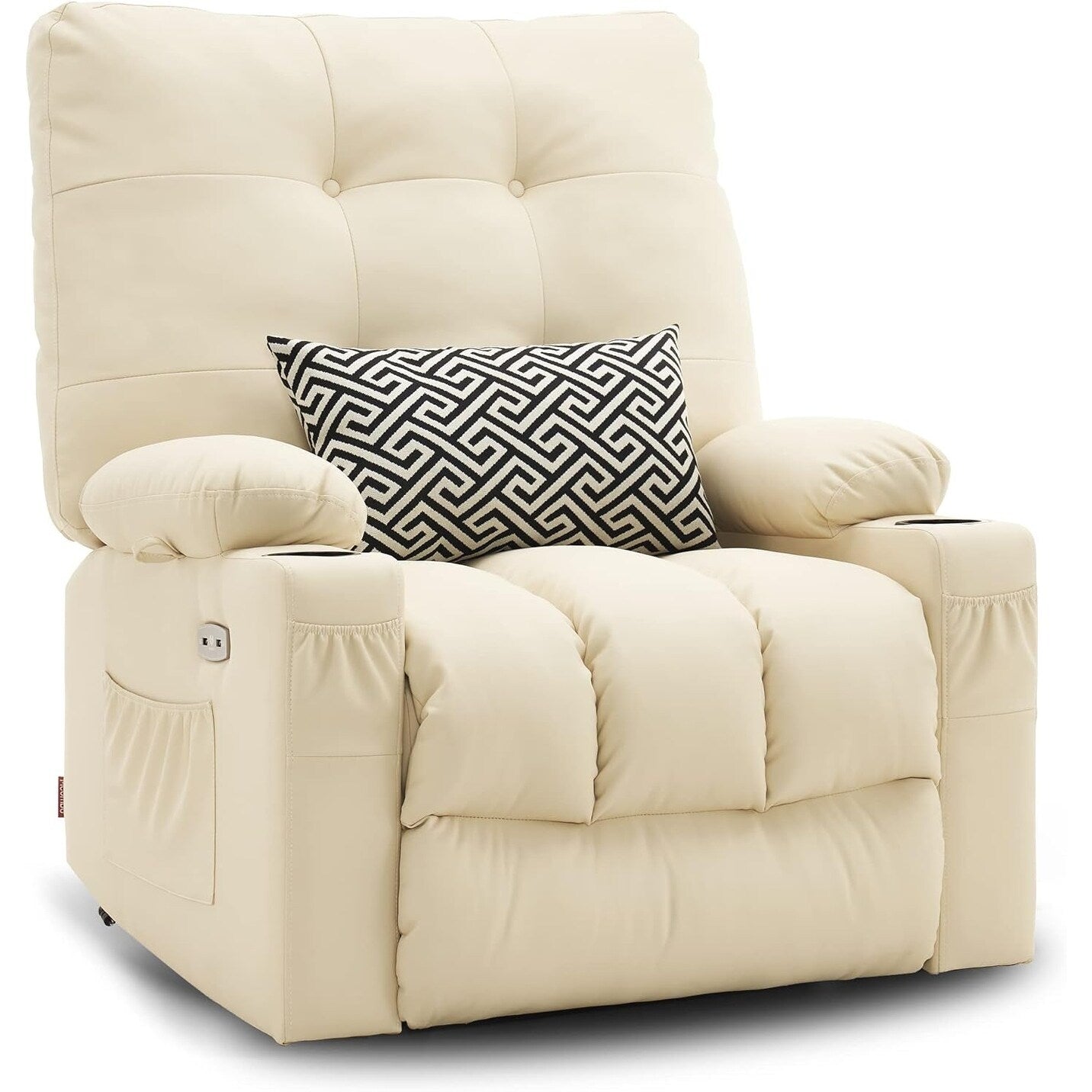 Fauteuil inclinable pivotant et chauffant MCombo, grand format, en similicuir, avec massage et chauffage, 7748