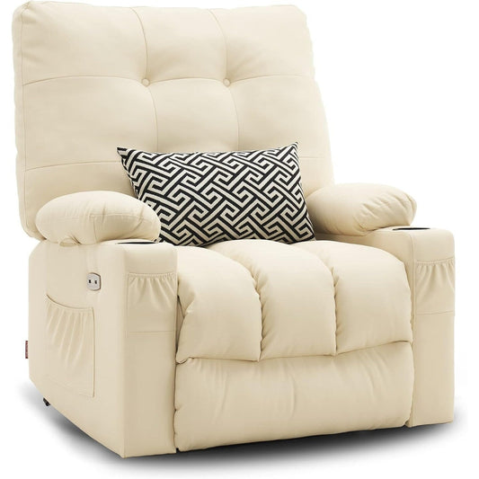 Fauteuil inclinable pivotant et chauffant MCombo, grand format, en similicuir, avec massage et chauffage, 7748