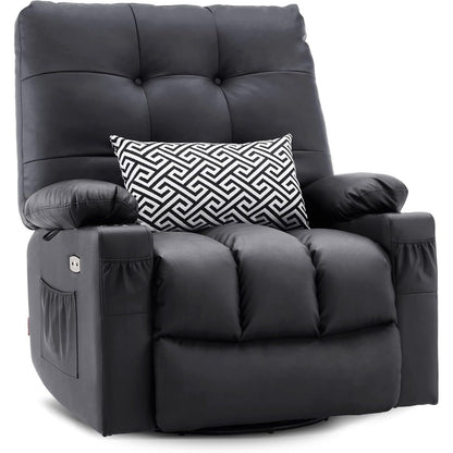 Fauteuil inclinable pivotant et chauffant MCombo, grand format, en similicuir, avec massage et chauffage, 7748