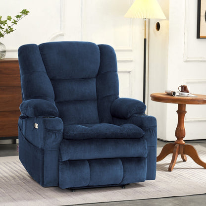 Fauteuil inclinable électrique à double moteur MCombo, grand format, avec massage et double chauffage, pour personnes âgées de grande taille, tissu R7635