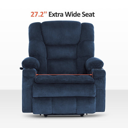 Fauteuil inclinable électrique à double moteur MCombo, grand format, avec massage et double chauffage, pour personnes âgées de grande taille, tissu R7635