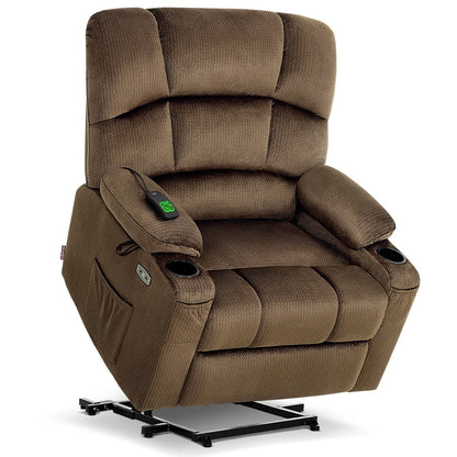 Fauteuil inclinable électrique à double moteur MCombo avec massage et chauffage pour personnes âgées, positions infinies, tissu R7677