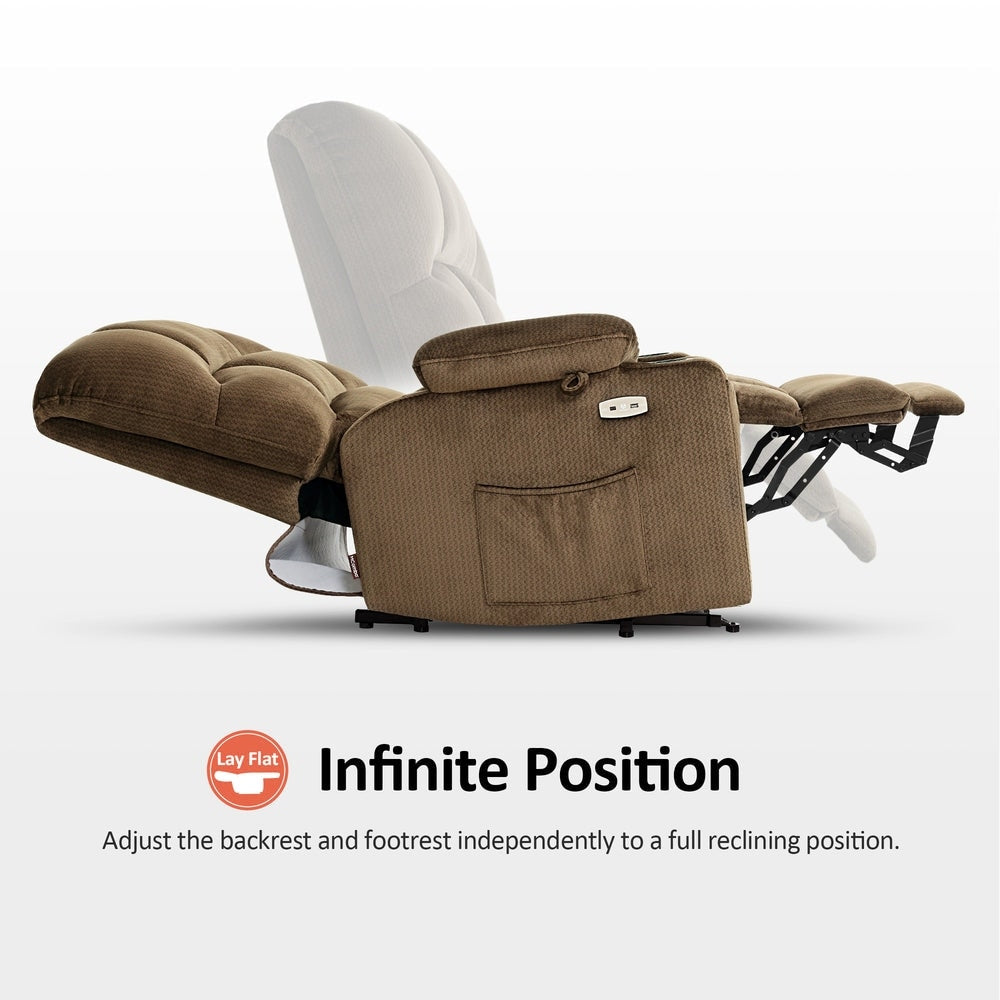 Fauteuil inclinable électrique à double moteur MCombo avec massage et chauffage pour personnes âgées, positions infinies, tissu R7677