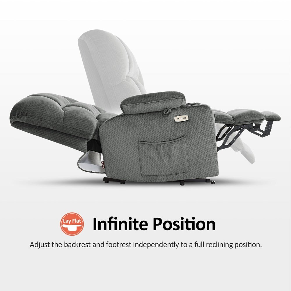 Fauteuil inclinable électrique à double moteur MCombo avec massage et chauffage pour personnes âgées, positions infinies, tissu R7677