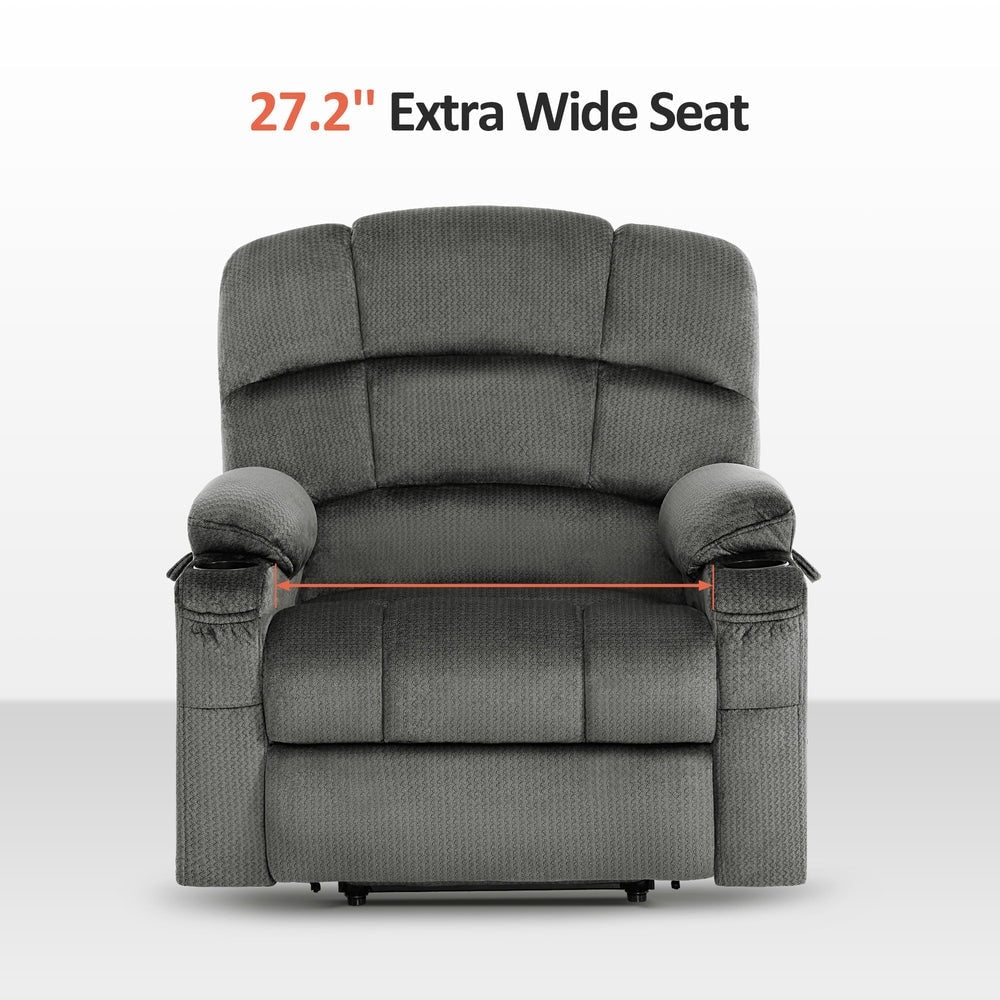 Fauteuil inclinable électrique à double moteur MCombo avec massage et chauffage pour personnes âgées, positions infinies, tissu R7677