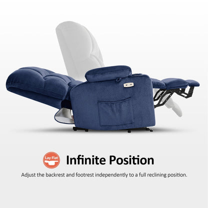 Fauteuil inclinable électrique à double moteur MCombo avec massage et chauffage pour personnes âgées, positions infinies, tissu R7677