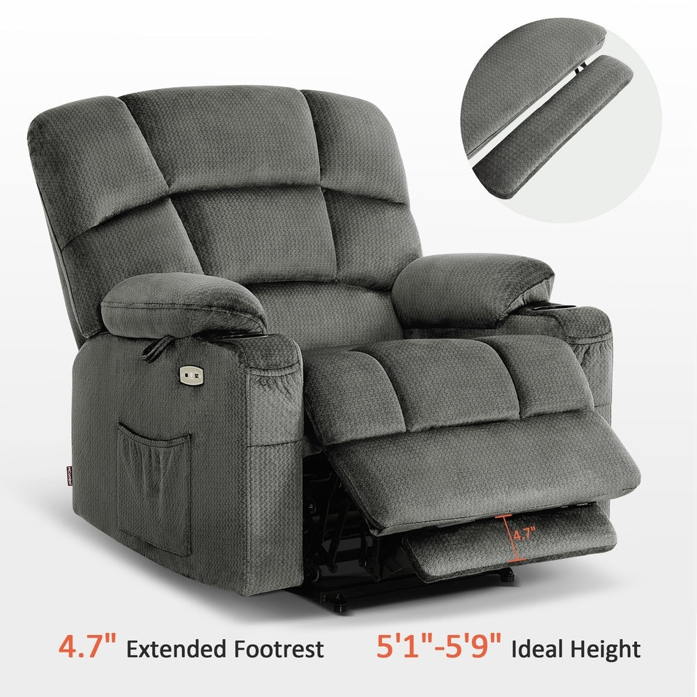 Fauteuil inclinable électrique à double moteur MCombo avec massage et chauffage pour personnes âgées, positions infinies, tissu R7677