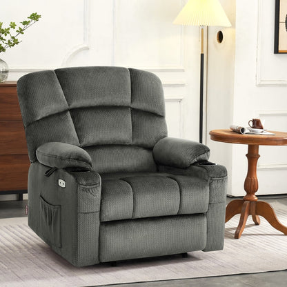 Fauteuil inclinable électrique à double moteur MCombo avec massage et chauffage pour personnes âgées, positions infinies, tissu R7677