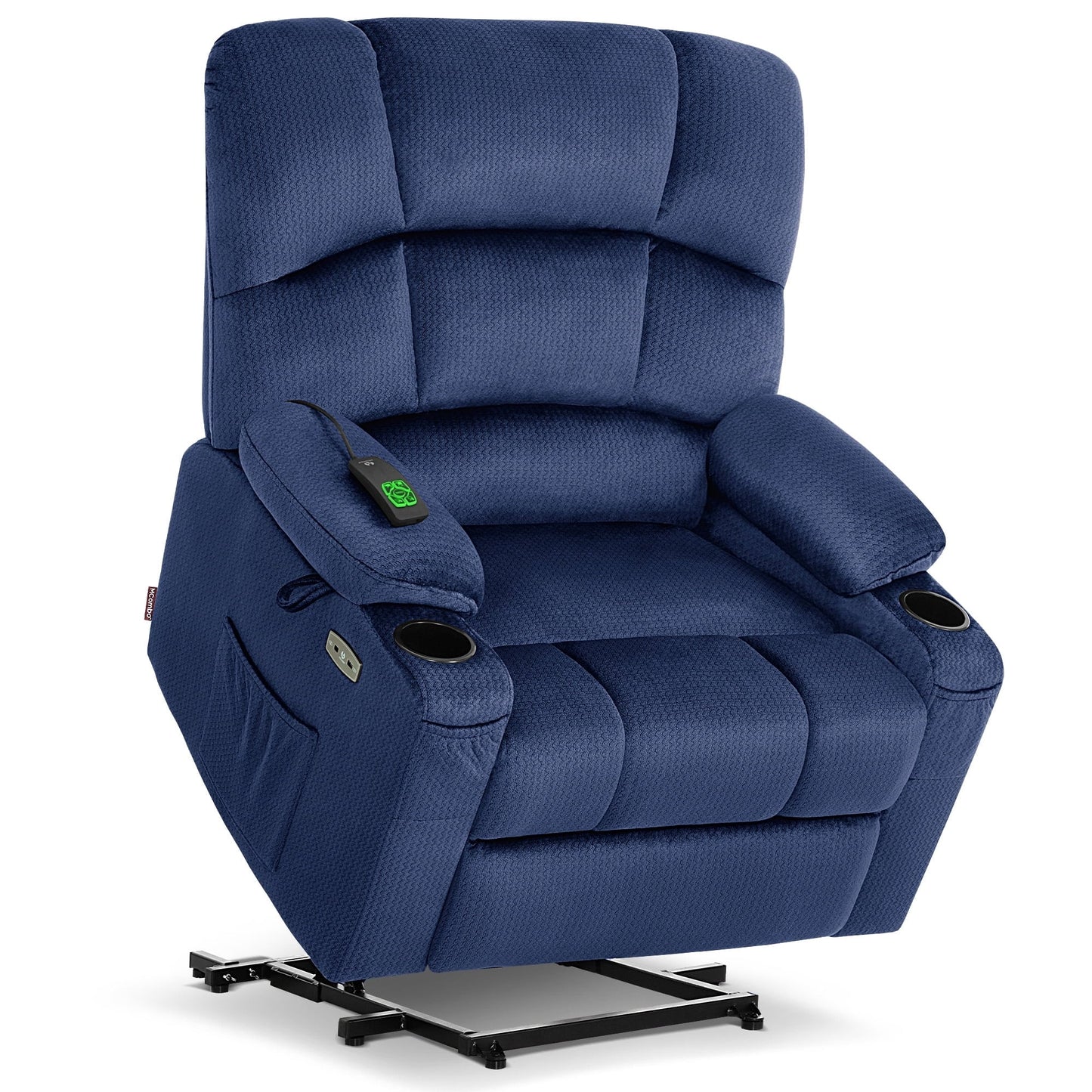 Fauteuil inclinable électrique à double moteur MCombo avec massage et chauffage pour personnes âgées, positions infinies, tissu R7677