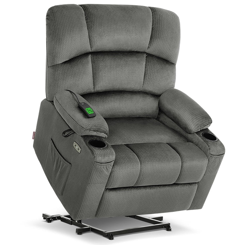 Fauteuil inclinable électrique à double moteur MCombo avec massage et chauffage pour personnes âgées, positions infinies, tissu R7677