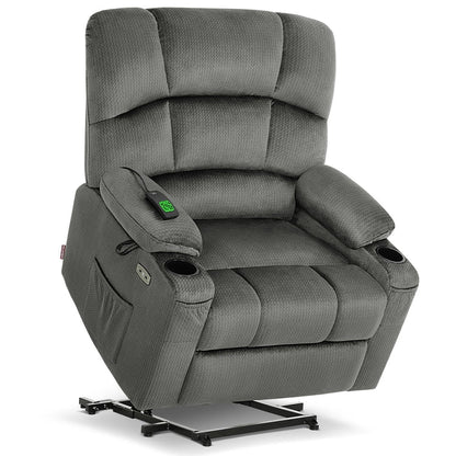 Fauteuil inclinable électrique à double moteur MCombo avec massage et chauffage pour personnes âgées, positions infinies, tissu R7677
